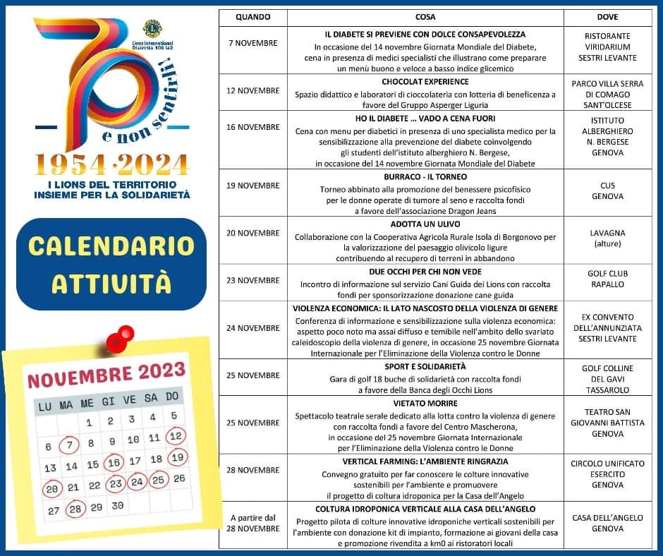 calendario attività nov23